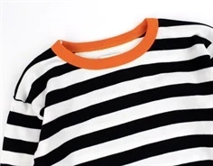 Mads Nørgaard ecru/black/orange stribet t-shirt Tobino